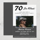 70e Surprise Birthday Party Photo Invitation Kaart (Voorkant / Achterkant)