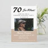 70e Surprise Birthday Party Photo Invitation Kaart (Staand voorkant)