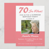 70e Surprise Birthday Party Photo Invitation Kaart (Voorkant / Achterkant)