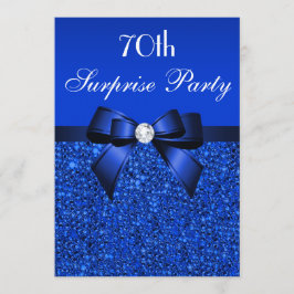 70e Surprise Party Royal Blue Sequins en Bow Kaart
