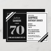 70e surrogaatdag Modern Black White Dinner Kaart (Voorkant / Achterkant)