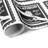 70e trouwdag blauw platina traditioneel cadeaupapier (Rol Hoek)