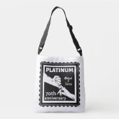 70e trouwdag blauw platina traditioneel crossbody tas (Achterkant)