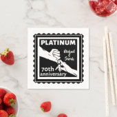 70e trouwdag blauw platina traditioneel servet (Insitu)
