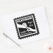 70e trouwdag blauw platina traditioneel vierkante sticker (Envelop)