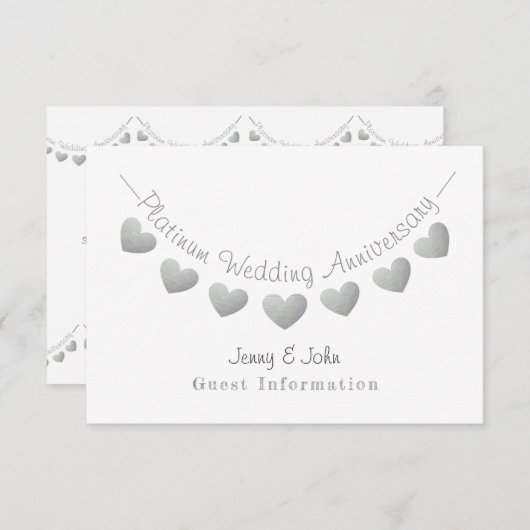 70e trouwdag jubileum platina gastinfo informatiekaartje (Voorkant / Achterkant)