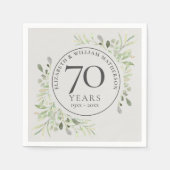 70e trouwdag Platina Groenery Servet (Voorkant)