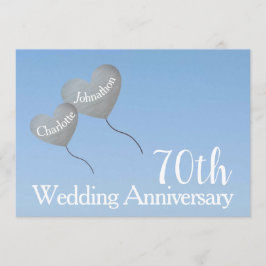 70e trouwdag platina hart ballon kaart