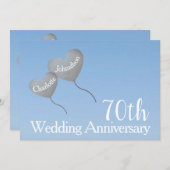 70e trouwdag platina hartballon kaart (Voorkant / Achterkant)