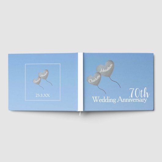 70e trouwdagjubileum platina hart ballon gastenboek (Volledig)