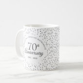70e trouwjubileum Liefdesharten Confetti Koffiemok (Voorkant links)