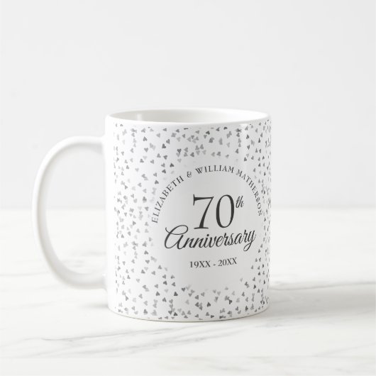 70e trouwjubileum Liefdesharten Confetti Koffiemok (Links)