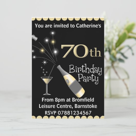 70e uitnodiging van de Birthday Party (Staand voorkant)