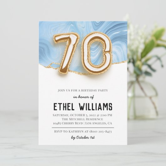 70e uitnodiging van de Birthday Party (Staand voorkant)