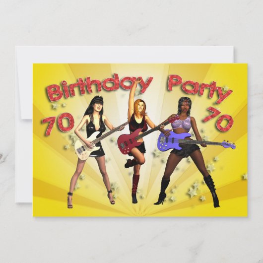 70e uitnodiging van de Birthday Party met een meis (Voorkant)