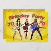 70e uitnodiging van de Birthday Party met een meis (Voorkant / Achterkant)