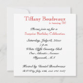 70e uitnodiging van de Birthday Party - Red (Achterkant)