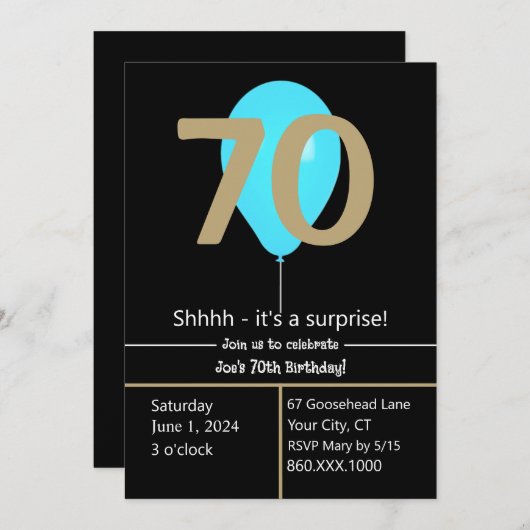 70e uitnodiging van de verjaardag (Voorkant / Achterkant)