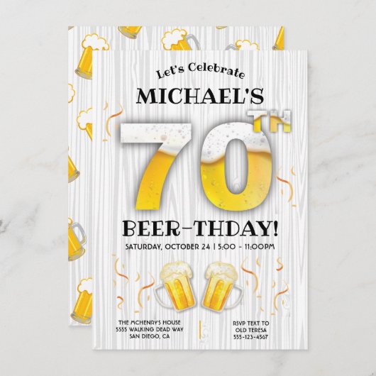 70e uitnodiging voor een wedstrijd van de Beer Bir (Voorkant / Achterkant)