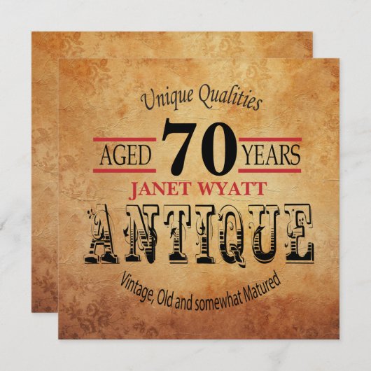 70e Uitnodiging voor verjaardagsfeest | - DIY Lee (Voorkant / Achterkant)