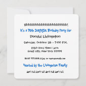 70e URPRISE Birthday Balloons Sjabloon Kaart (Achterkant)