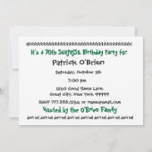 70e URPRISE Birthday Party Invitation - GROEN Kaart (Achterkant)
