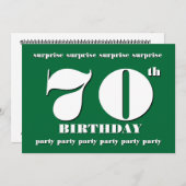 70e URPRISE Birthday Party Invitation - GROEN Kaart (Voorkant / Achterkant)