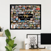 70e verjaardag 100 foto's zwart goud juichen voor  poster (Thuiskantoor)