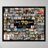 70e verjaardag 100 foto's zwart goud juichen voor  poster (Voorkant)