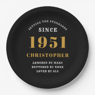 70e verjaardag 1951 Black Gold Love gepersonalisee Papieren Bordje