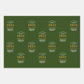 70e verjaardag 1951 Groen goud voor hem persoonlij Inpakpapier Vel (Voorkant 2)