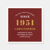 70e verjaardag 1951 rood goud voor hem persoonlijk servet (Voorkant)