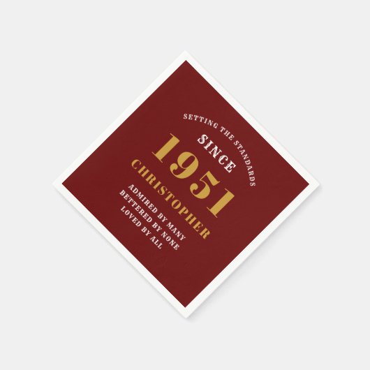 70e verjaardag 1951 rood goud voor hem persoonlijk servet (Hoek)