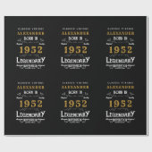 70e verjaardag 1952 Black Gold Add Name Legendary Cadeaupapier (Vlak)