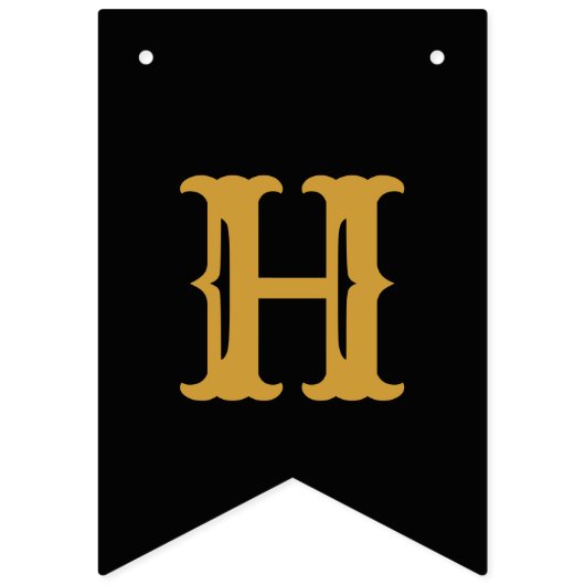 70e verjaardag 1952 Black Gold Add Name Retro Vlaggetjes (Tweede vlag)