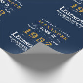 70e verjaardag 1952 Blue Gold Add Name Legendary Cadeaupapier (Hoek)