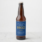 70e verjaardag 1952 Blue Gold Elegant Chic Bier Etiket (Voorkant)