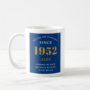 70e verjaardag 1952 Blue Gold Elegant Chic Koffiemok