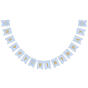 70e verjaardag 1952 Blue Gold Name Chic Elegant Vlaggetjes