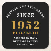 70e verjaardag 1952 Elegant Black Gold Chic Kartonnen Onderzetters (Voorkant)