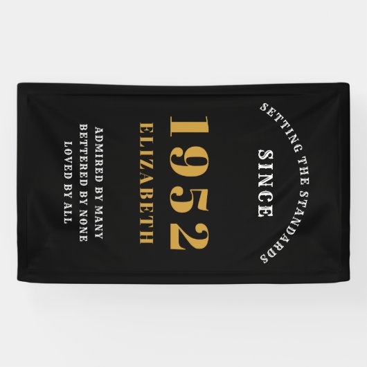 70e verjaardag 1952 Elegant Chic Gold Black Spandoek (Horizontaal)