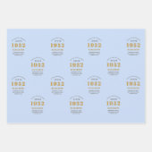 70e verjaardag 1952 Elegant Gold Blue Grey Inpakpapier Vel (Voorkant 2)