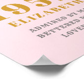 70e verjaardag 1952 Elegant roze grijze afbeelding Poster (Hoek)