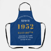 70e verjaardag 1952 Elegant White Blue Gold Apron Schort (Voorkant)