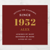 70e verjaardag 1952 Red Gold Elegant Chic Bier Etiket (Enkel label)