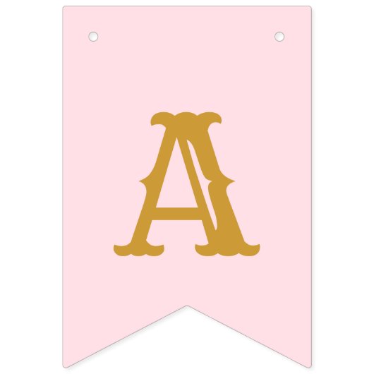 70e verjaardag 1952 Roze goudnaam Chic Elegant Vlaggetjes (Derde vlag)