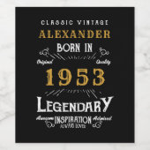 70e verjaardag 1953 Voeg Jouw naam Legendary toe Wijn Etiket (Enkel label)