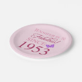 70e verjaardag 1953 voor vrouwen papieren bordje (Gekanteld)