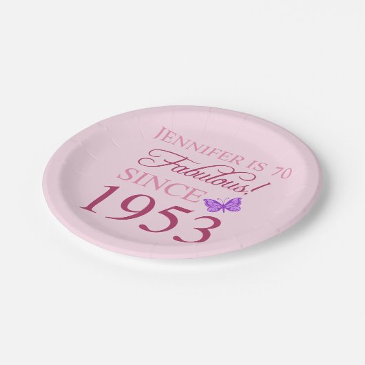 70e verjaardag 1953 voor vrouwen papieren bordje (Gekanteld)