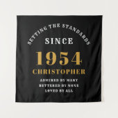 70e verjaardag 1954 Elegant Zwart Goud Chic Wandkleed (Voorkant)